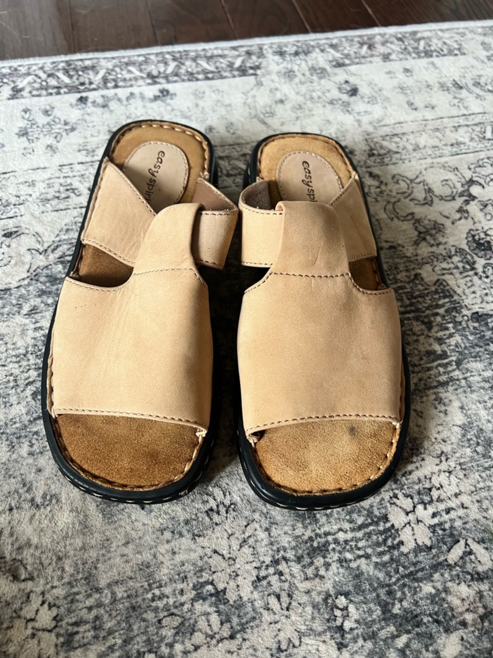Easy Spirit leather Beige/Tan Open-Toe Slide Sandals NWOT